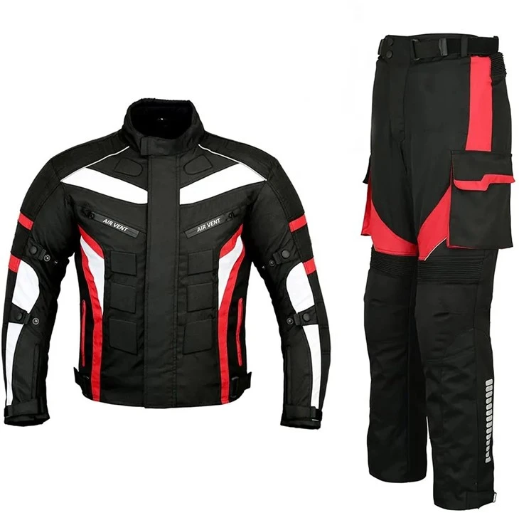 Traje de motociclista negro rojo
